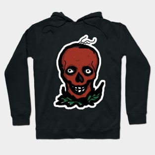 Red Skull with 3 Hair Strands Hoodie